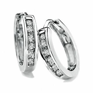 0.20 CT. T.W. Diamond Huggie Hoop Earrings in 10K Gold