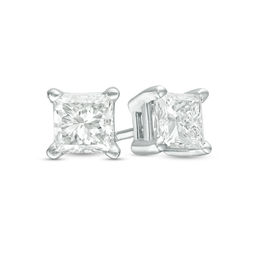 0.20 CT. T.W. Princess-Cut Diamond Solitaire Crown Royal Stud Earrings in 14K White Gold (J/I3)