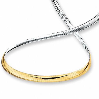 Reversible 4.0mm Omega Necklace Sterling Silver and 10K Gold - 17"