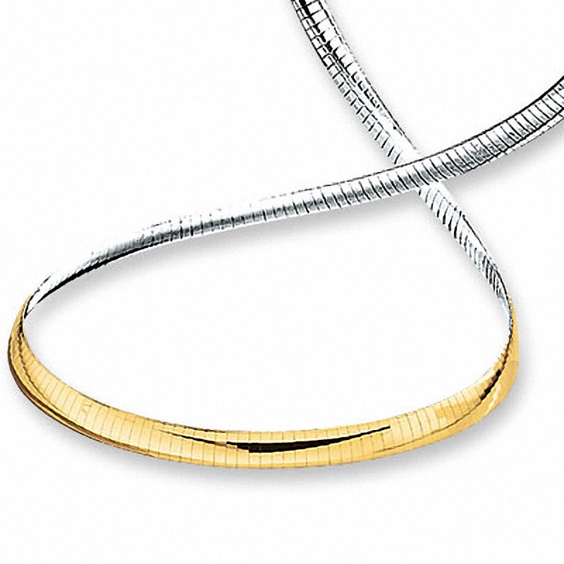 Reversible 4.0mm Omega Necklace Sterling Silver and 10K Gold - 17"|Peoples Jewellers