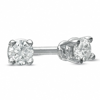 0.10 CT. T.W. Diamond Solitaire Stud Earrings in 14K White Gold (J/I3)