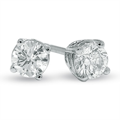 0.20 CT. T.W. Diamond Solitaire Crown Royal Stud Earrings in 14K White Gold (I-J/I2-I3)