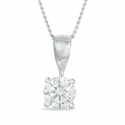 0.40 CT. Certified Diamond Solitaire Pendant in 14K White Gold (J/I3)