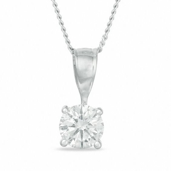 0.40 CT. Certified Diamond Solitaire Pendant in 14K White Gold (J/I3)