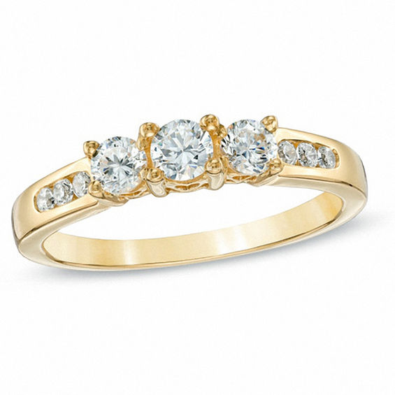 0.50 CT. T.W. Diamond Past Present Future® Ring in 14K Gold | View All ...