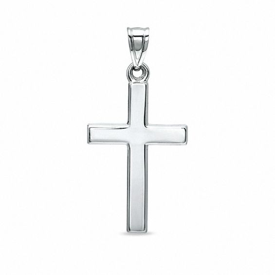 10K White Gold Polished Cross Charm