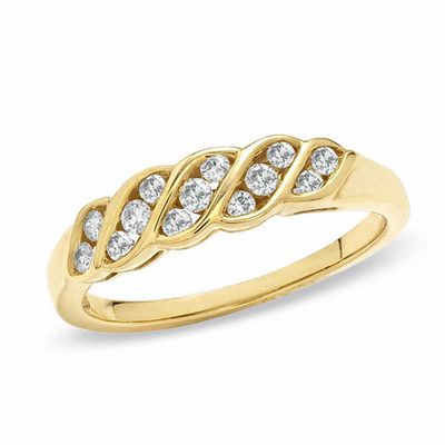 0.25 CT. T.W. Diamond Twist Wedding Band in 10K Gold