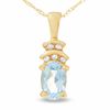 10K Gold Aquamarine Crown Pendant with Diamond Accents