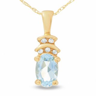 10K Gold Aquamarine Crown Pendant with Diamond Accents