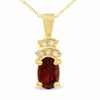 Thumbnail Image 0 of 10K Gold Garnet Crown Pendant with Diamond Accents