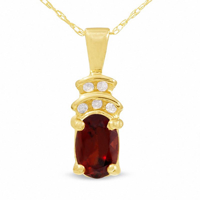 10K Gold Garnet Crown Pendant with Diamond Accents