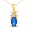 Thumbnail Image 0 of Blue Sapphire Crown Pendant in 10K Gold with Diamond Accents