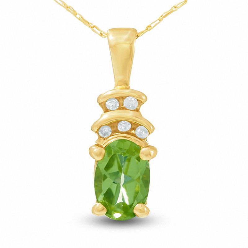 10K Gold Peridot Crown Pendant with Diamond Accents