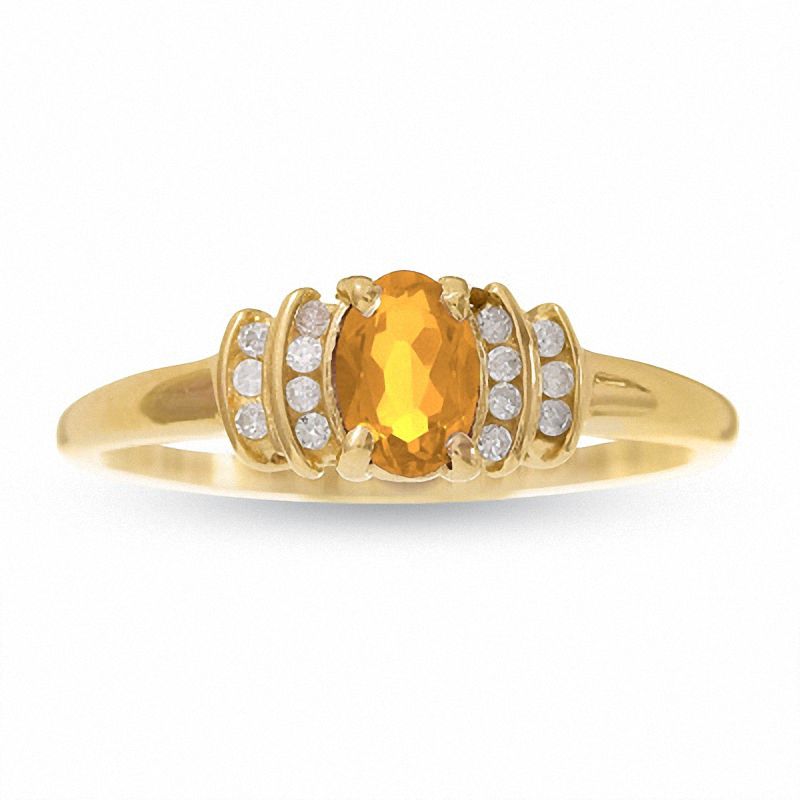 10K Gold Citrine Crown Ring with Diamond Accents|Peoples Jewellers