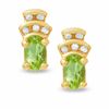 Thumbnail Image 0 of Peridot Crown Earrings in 10K Gold with Diamond Accents