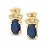Thumbnail Image 0 of Blue Sapphire Crown Earrings in 10K Gold with Diamond Accents