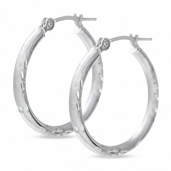 Diamond-Cut Hoop Earrings in 14K White Gold | Peoples Jewellers
