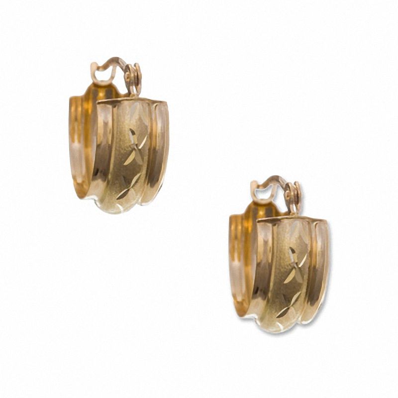 14K Gold Domed Hoop Earrings