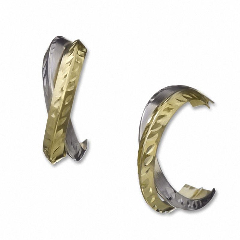 14K Two-Tone Gold Bypass Hoop Earrings|Peoples Jewellers