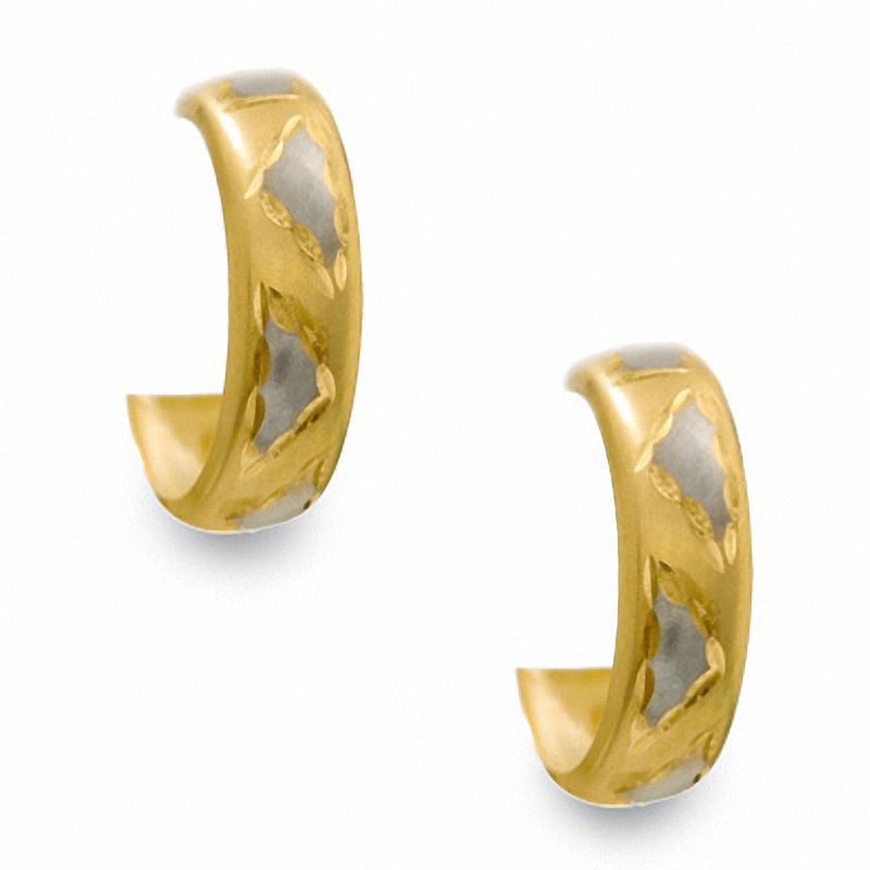 14K Two-Tone Gold Triangle Hoop Earrings|Peoples Jewellers