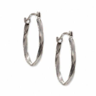 14K White Gold 18mm Twist Hoop Earrings