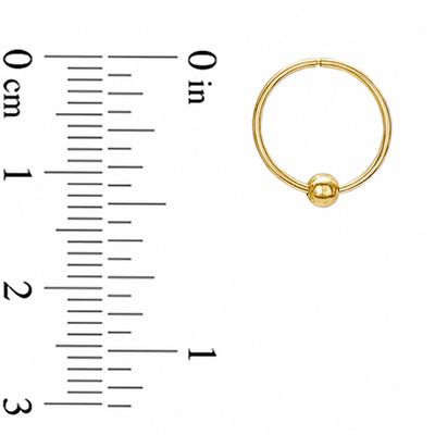 14K Gold 12.0mm Hoop with Bead Earrings