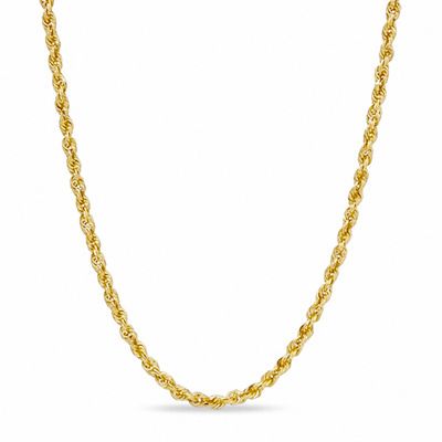 2.5mm Glitter Rope Chain Necklace in Hollow 10K Gold