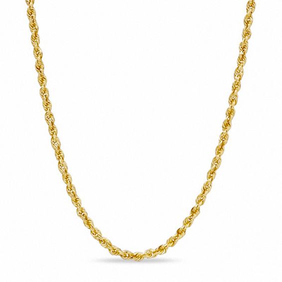 3.0mm Glitter Rope Chain Necklace in Hollow 10K Gold - 20"