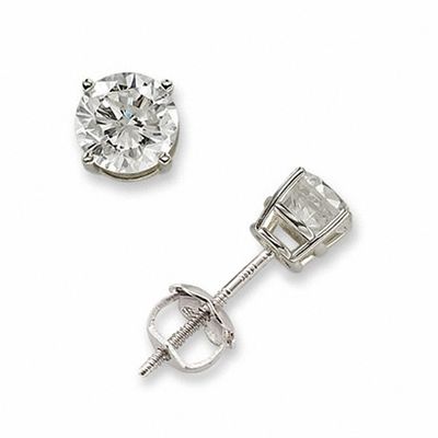 CT. T.W. Diamond Solitaire Stud Earrings in 14K White Gold