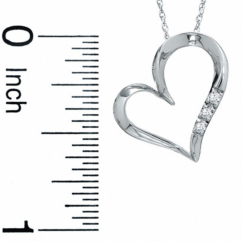 Diamond Accent Three Stone Heart Pendant in 10K White Gold|Peoples Jewellers