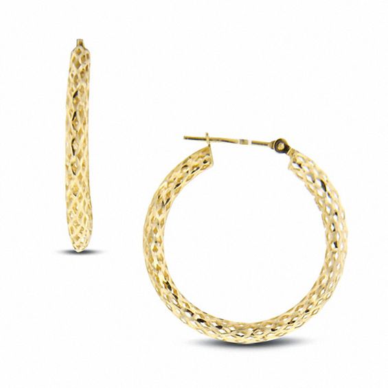 14K Gold Large Mesh Hoop Earrings