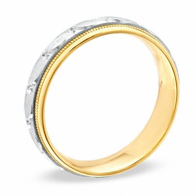 Men's 6.0mm Windmill Wedding Band in 14K Two-Tone Gold - Size 10