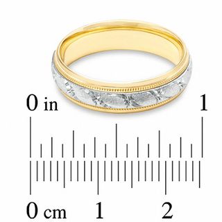 Men's 6.0mm Windmill Wedding Band in 14K Two-Tone Gold - Size 10