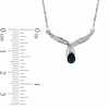 Pear-Shaped Blue Sapphire and Diamond Accent Wing Pendant in 10K White Gold - 16"