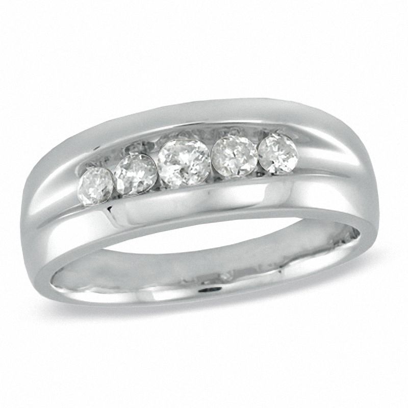 Men's 0.46 CT. T.W. Diamond Five Stone Anniversary Band in 10K Gold|Peoples Jewellers
