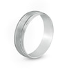 Men's 6.0mm Satin Stepped Edge Wedding Band in 14K White Gold - Size 10