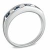 Blue Sapphire and 0.23 CT. T.W. Diamond Channel Band in 10K White Gold