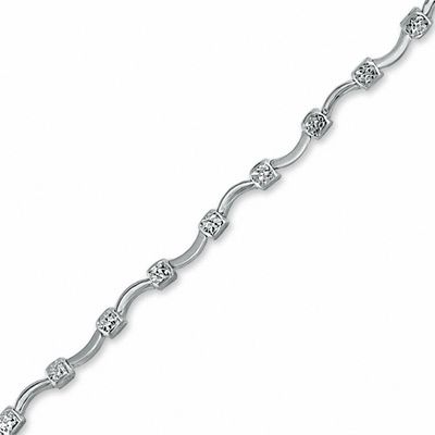 10K White Gold Curve Square Stampato Bracelet