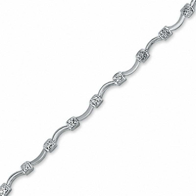10K White Gold Curve Square Stampato Bracelet|Peoples Jewellers