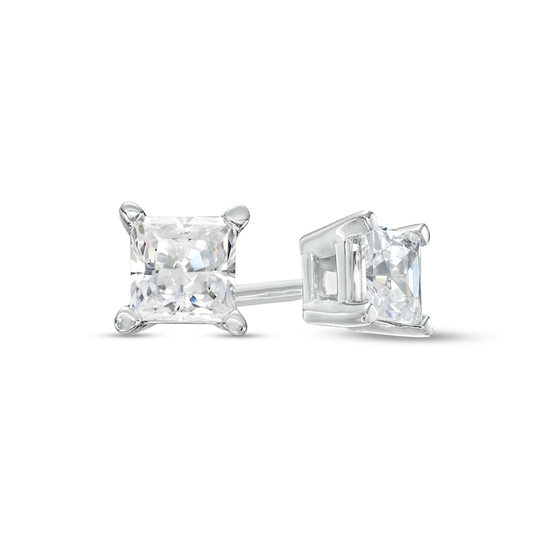 0.28 CT. Princess-Cut Diamond Solitaire Earrings in 14K White Gold