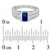 Thumbnail Image 3 of Emerald-Cut Blue Sapphire and 0.15 CT. T.W. Diamond &quot;U&quot; Ring in 14K White Gold