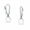 Thumbnail Image 0 of Akoya Cultured Pearl Leverback Earrings in 14K White Gold