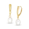Thumbnail Image 0 of 7.0-8.0mm Baroque Freshwater Cultured Pearl Drop Earrings in 14K Gold