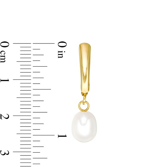 7.0-8.0mm Baroque Freshwater Cultured Pearl Drop Earrings in 14K Gold