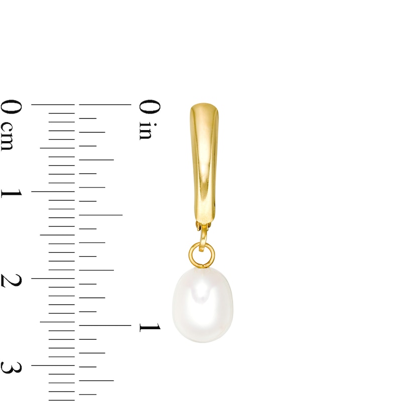 7.0-8.0mm Baroque Freshwater Cultured Pearl Drop Earrings in 14K Gold|Peoples Jewellers
