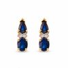 Thumbnail Image 0 of Oval and Pear Blue Sapphire Fashion Earrings in 10K Gold with Diamond Accents