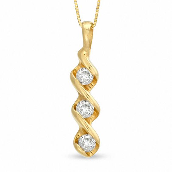 0.33 CT. T.W. Diamond Three Stone Pendant in 14K Gold