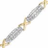 Thumbnail Image 0 of 1.50 CT. T.W. Diamond Cluster "X" Bracelet in 10K Gold