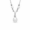 Thumbnail Image 0 of 6.5-7.0mm Pink Freshwater Cultured Pearl and Diamond Accent Drop "Y" Necklace in 10K White Gold-17"