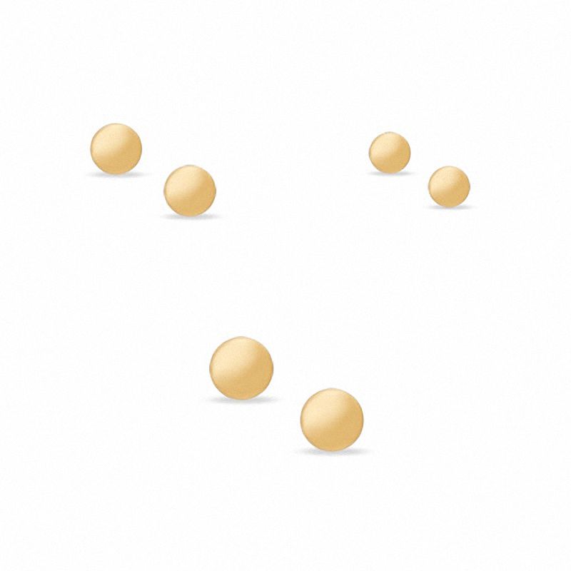 14K Gold Three-Piece Ball Stud Earrings Set